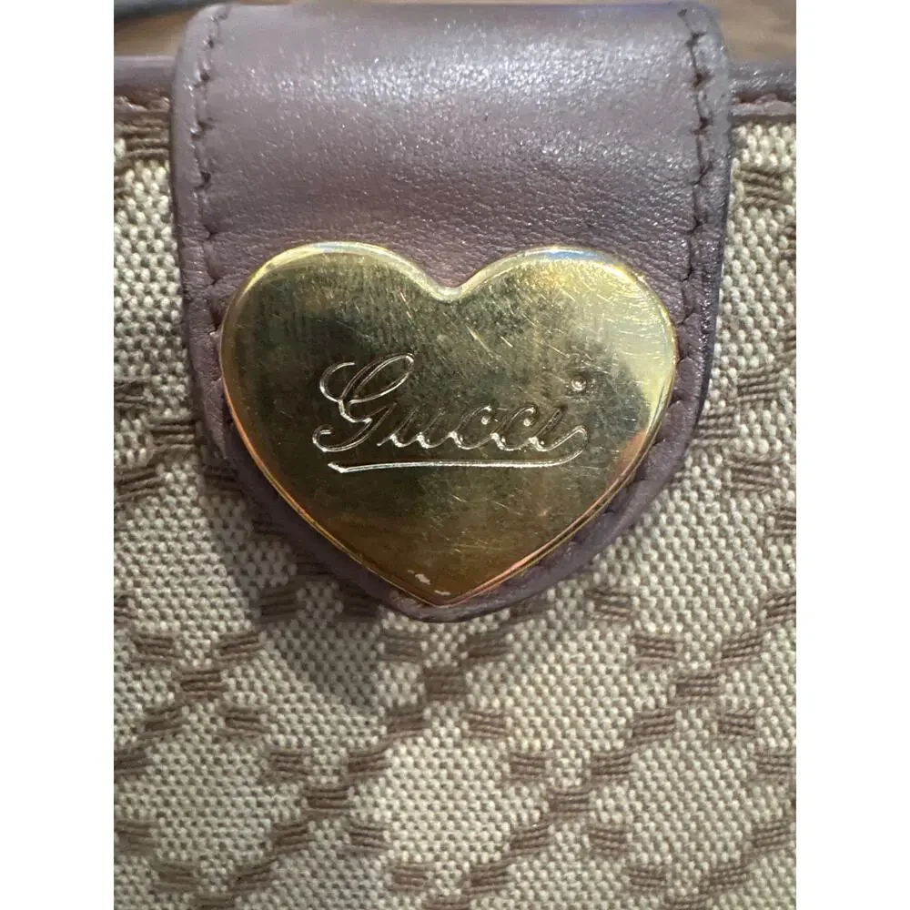 Gucci Diamanté Canvas Heart Wallet